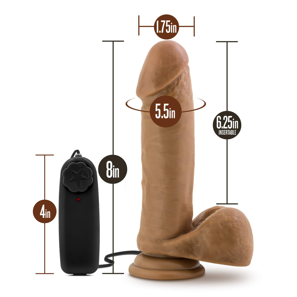 Blush Novelties Coverboy - Soccer Champ - Vibrating 8 Inch Realistic Dildo - Suction Cup Base Harness Compatible - Twist Dial Re