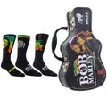 PERRIS SOCKS Bob Marley Guitar Tin Sock Box - Licensed Bob Marley Merchandise for Women and Men, 3 Pairs of Printed Crew Socks,