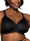 Vanity Fair Womens Full Figure Wireless Bra, Extended Side & Back Smoothing, Lightly Lined Cups up to DDD, Black, 44DD