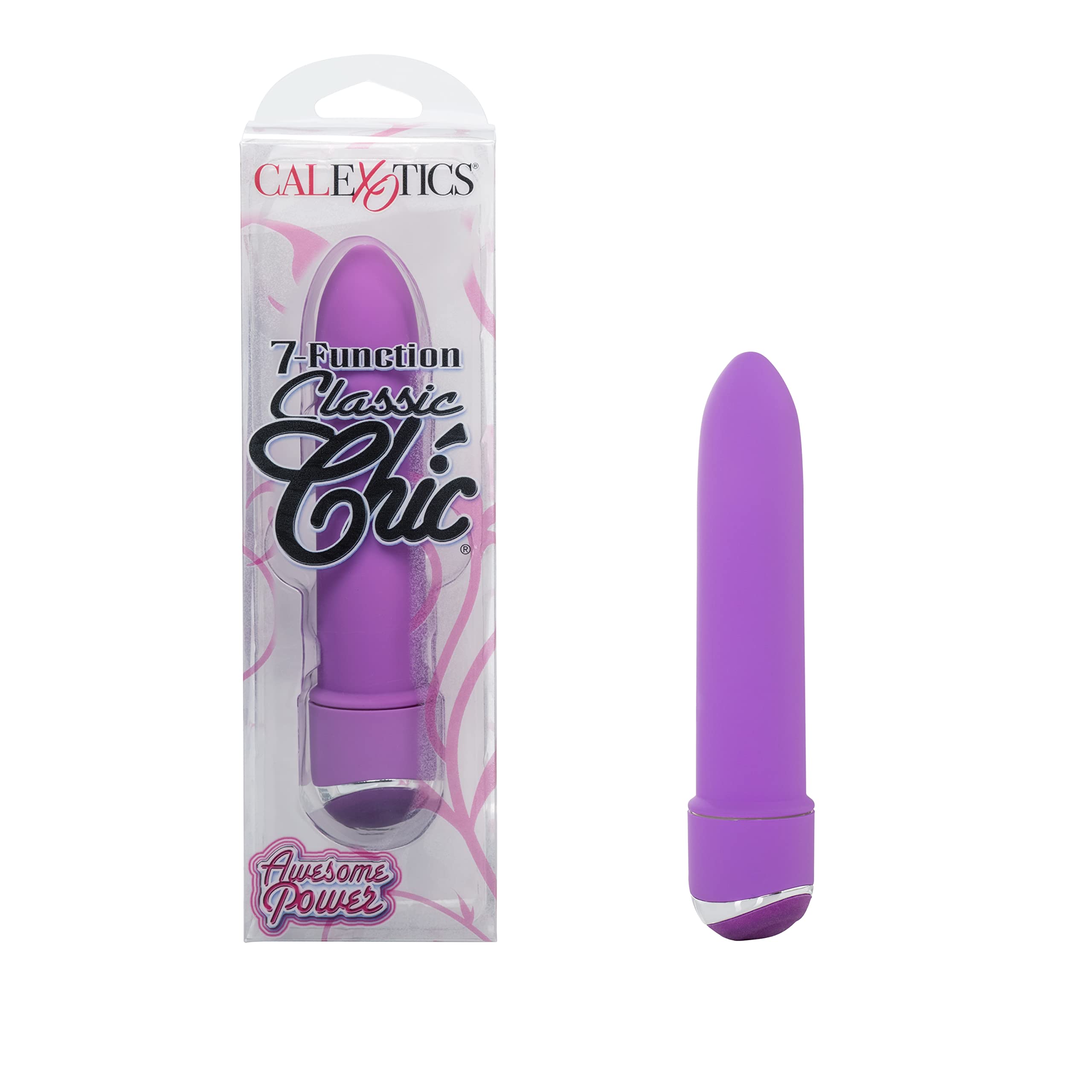 CalExotics 7-Function Classic Chic Mini Vibrator - Waterproof Sex Toys for Couples - Adult Vibe G Spot Massager - Purple