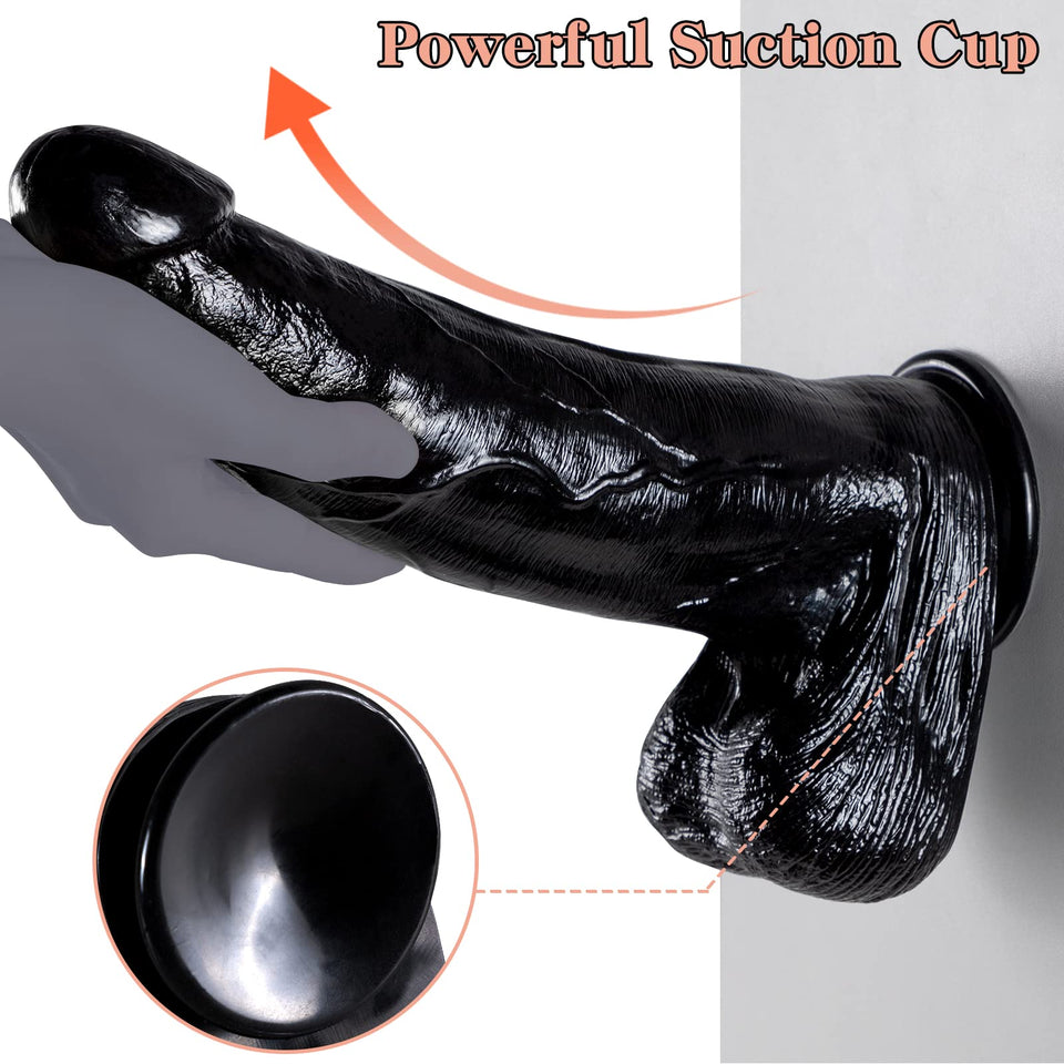 2.83 ' ' Diameter Huge Thick Dildo for G-spot Stimulation Orgasm, 13 inch Big Black Dildo with Strong Suction Cup, Realistic Gia