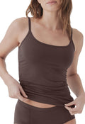 Pact Organic Cotton Womens Camisole Tank Tops with Built in Bras and Adjustable Spaghetti Strap, Undershirt Support Cami, Carob