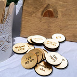 20Pcs Funny Tokens Sex,Date Night Activity Tokens Funny Wooden Couples Date Night Activity Token Romantic Funny Sex Token Gift V