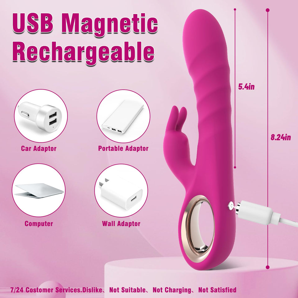 SeYouYou Thrusting Vibrator Dildo Women Sex Toys - 3 in 1 Rabbit Vibrators with 5 Thrusting, 10 Dildo & Rabbit Vibrations, Femal