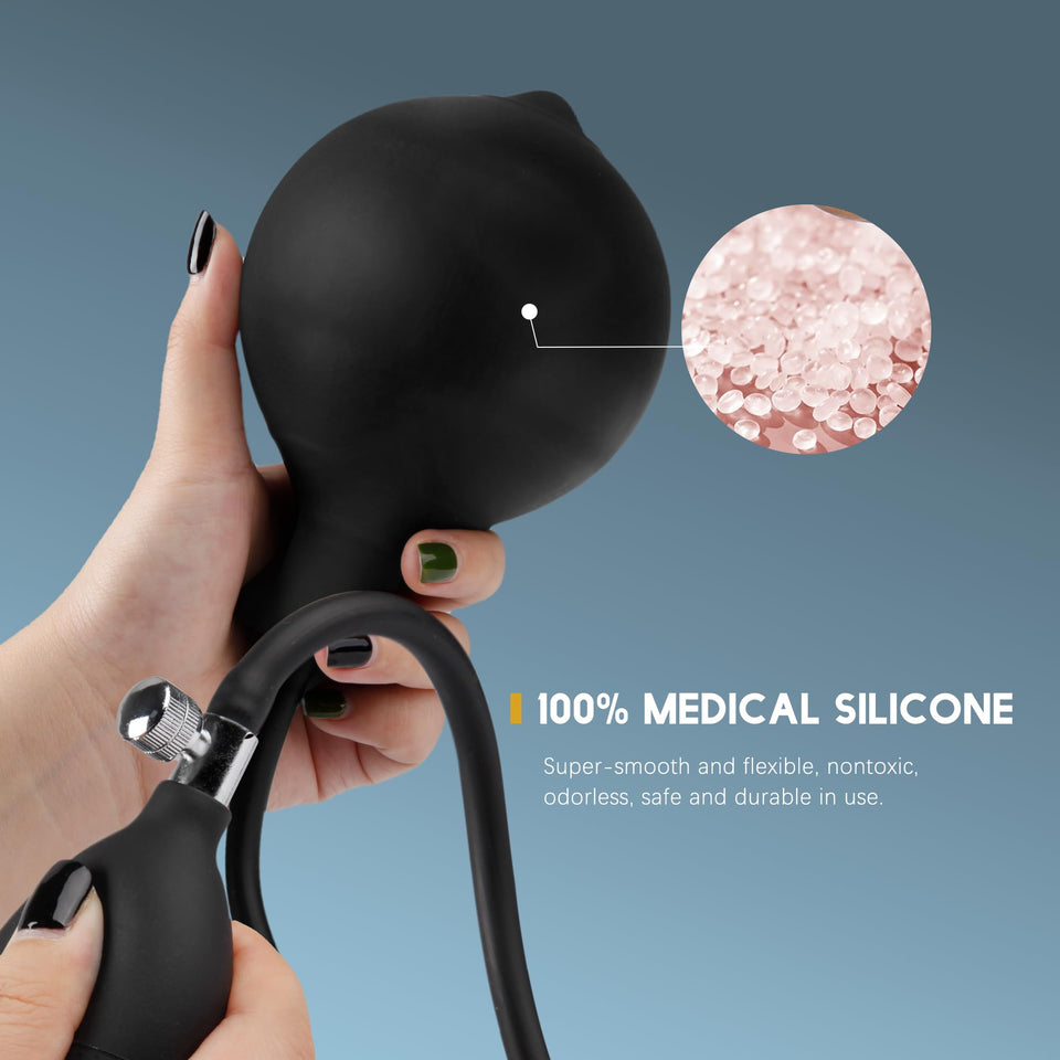 Inflatable Butt Plug, Body-Safe Silicone Anal Balloon Pump with Quick Release Valve Stretch Anal Sex Toys for Beginners and Adva