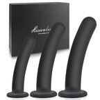 Dildo Anal Plug Trainer Kit, 3 Sizes Butt Plug Anal Toys Silicone Black Dildo with Strong Suction Cup Prostate Vaginal G Spot Se