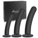Dildo Anal Plug Trainer Kit, 3 Sizes Butt Plug Anal Toys Silicone Black Dildo with Strong Suction Cup Prostate Vaginal G Spot Se