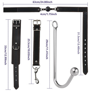SM Sex Toys Anal Hook BDSM Restraint Kit Sex Bondage with Comfortable and Durable Ball gags Choker and Adjustable Leather Handcu