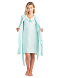 Casual Nights Womens Sleepwear 2 Piece Nightgown and Robe Set - Green - Large