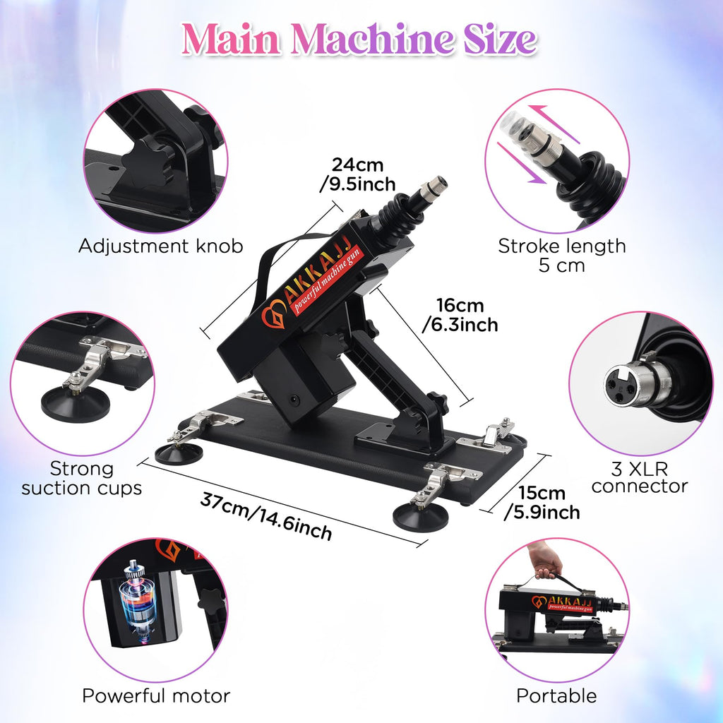 Powerful Sex Machine Automatic Retractable & Thrusting Machine Adult Sex Toys With Various Attachments Black