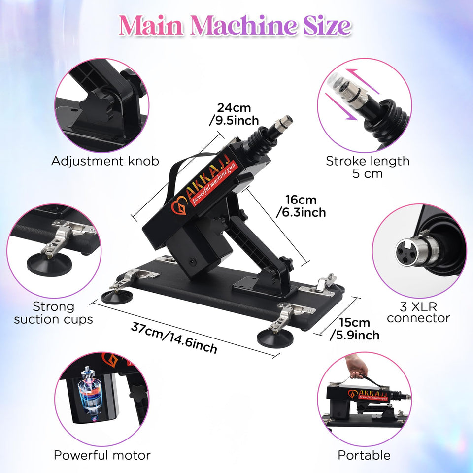 Powerful Sex Machine Automatic Retractable & Thrusting Machine Adult Sex Toys With Various Attachments Black