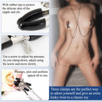 BDSM Sexy Nipple Clamps Pussy Clamps with Chain Non-Piercing Set Body Jewelry, Adjustable Breast Clips Labia Clit Clamp, Sex Bon