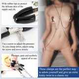 BDSM Sexy Nipple Clamps Pussy Clamps with Chain Non-Piercing Set Body Jewelry, Adjustable Breast Clips Labia Clit Clamp, Sex Bon