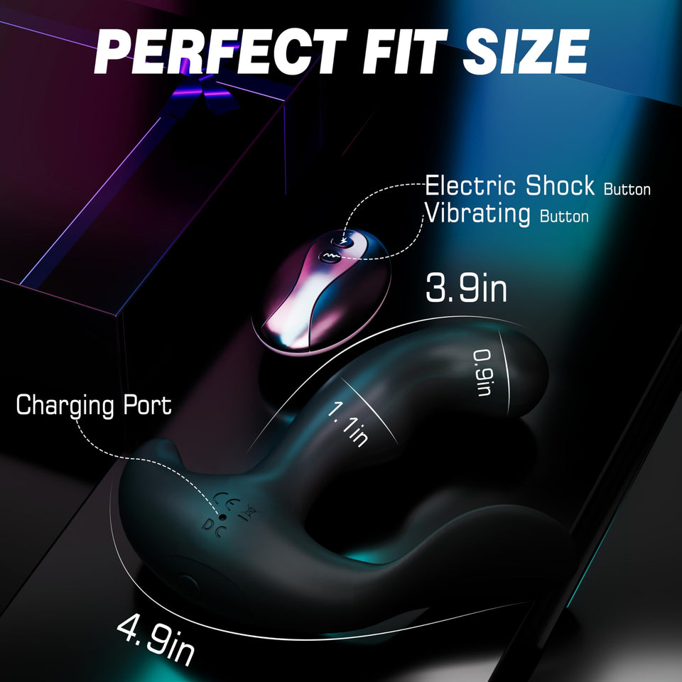 Prostate Massager Vibrating Butt Plug Anal Toy, Estim Anal Vibrators Male Sex Toy with 5 Electric Shock & 10 Vibrating Modes, Re