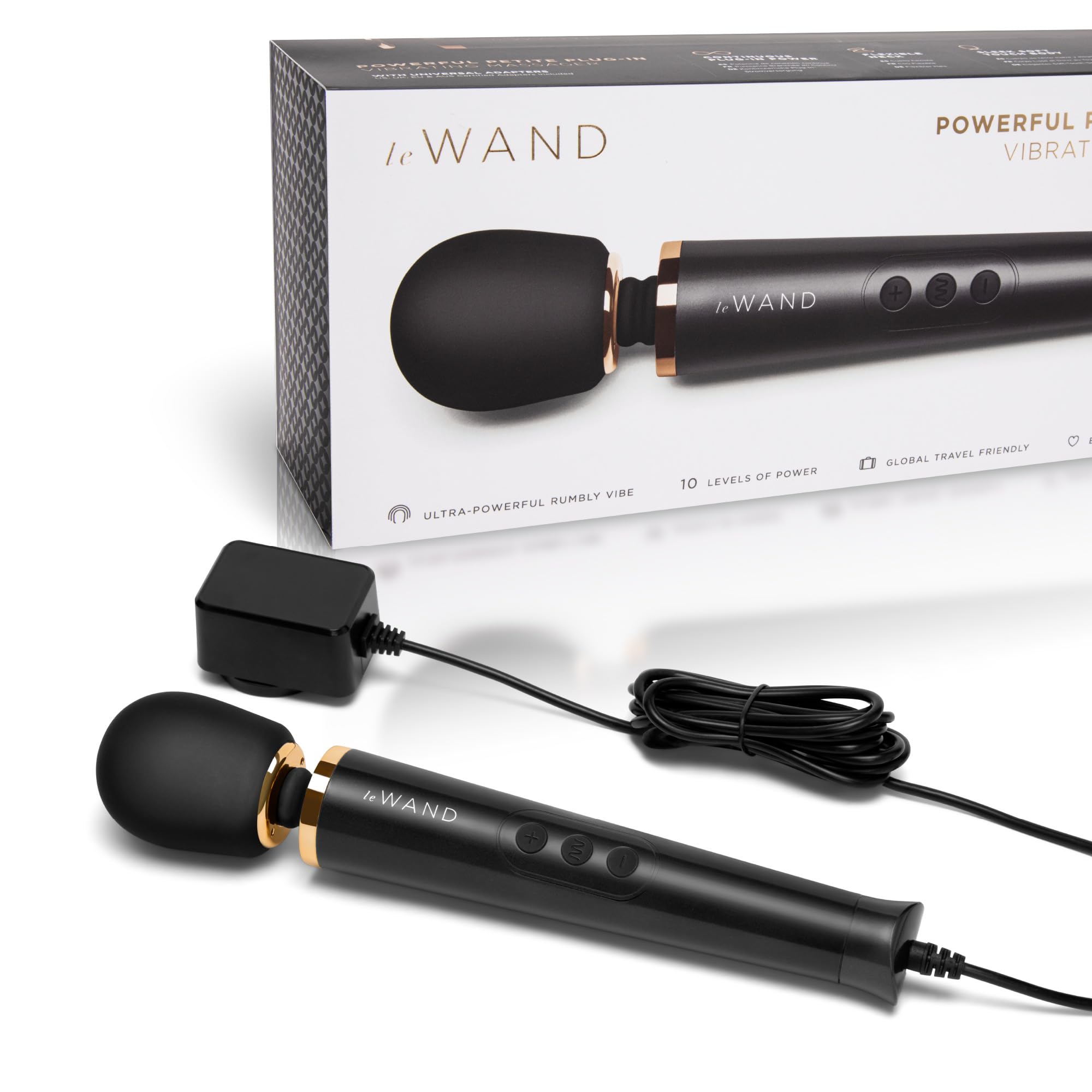 Le Wand Petite Plug-in Vibrator Wand - Vibrating Wand Massager Black