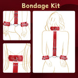 BDSM Bondage Sex Restraints Set Couples Sex Toys, Neck to Wrist Restraints Kit with Traction Chain Back Sex Handcuffs Collar Adj