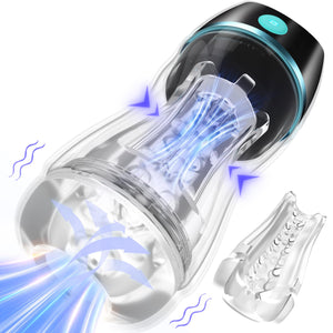 Automatic Male Masturbator with APP Control - Transparent Outer Shell Penis Pump with 3 Vacuum Suction & 7 Vibration, Sex Machin