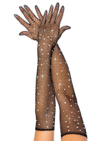 Rhinestone Fishnet Opera Lengt - O/S / Black