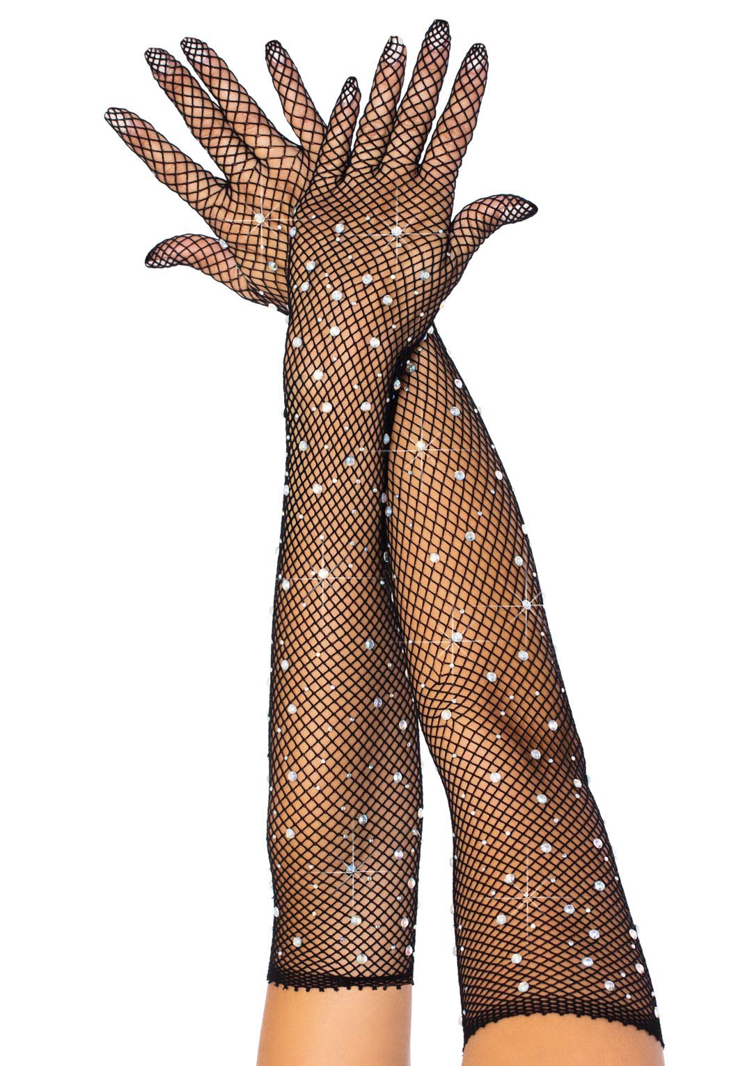Rhinestone Fishnet Opera Lengt - O/S / Black