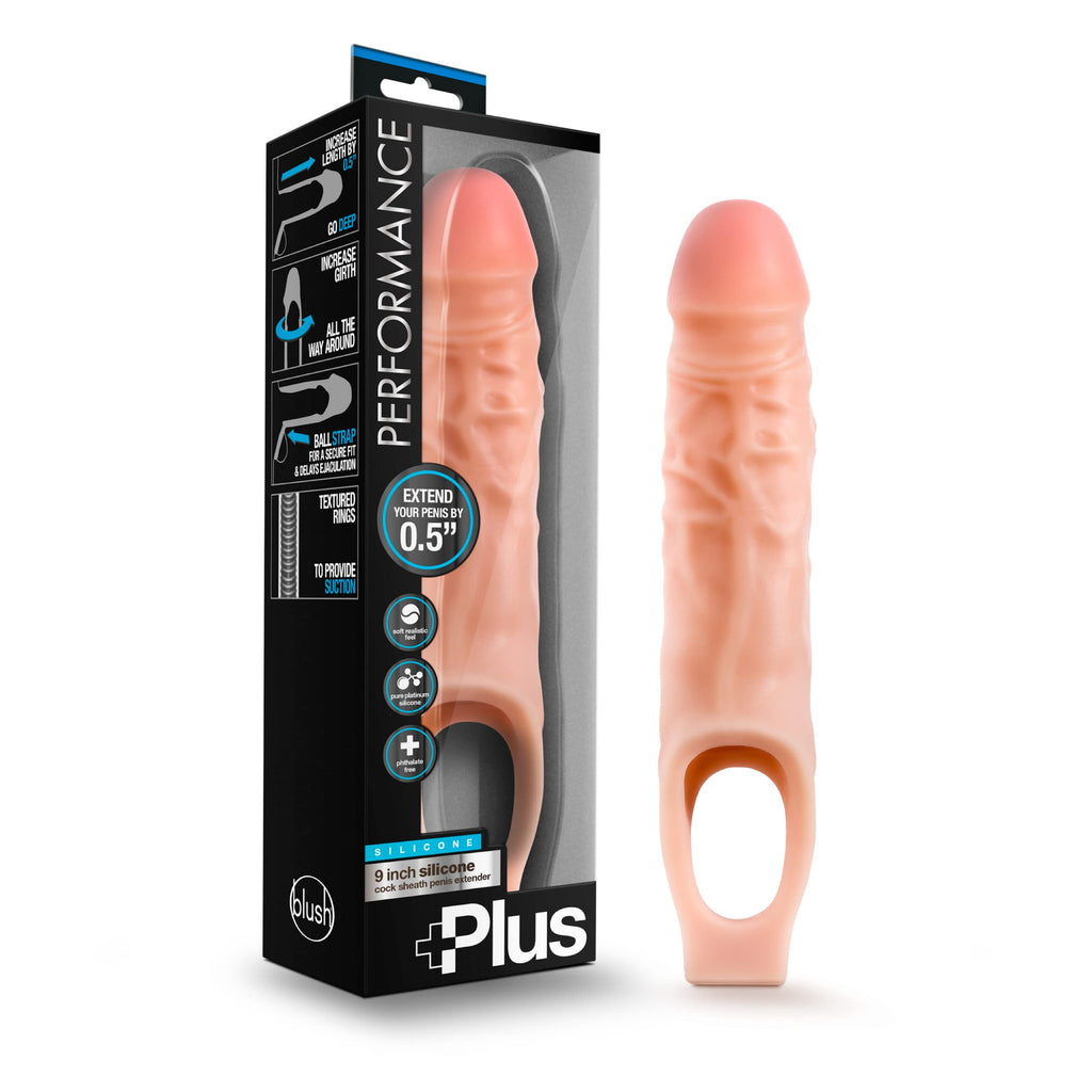 Blush Novelties Performance Plus - Purio Silicone Cock Sheath Realistic Penis Enlargement Extender - Thicken Penis 2'', Extend .