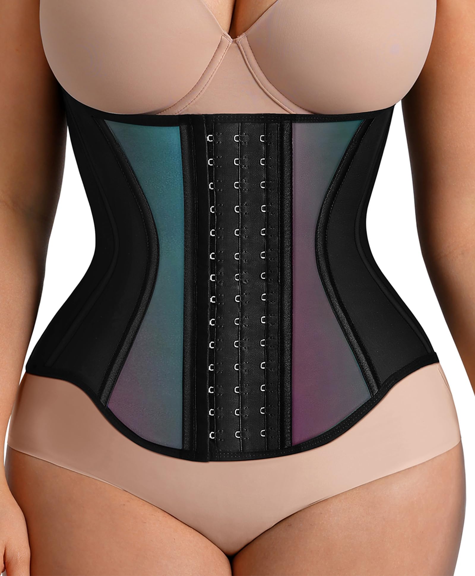 FeelinGirl Waist Trainers for Women Belly Fat Working Out Waist Cincher for Women Body Shaper with Steel Bones Mix Medium