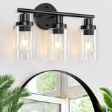 Bathroom Light Fixtures Black Vanity Light, 3 Light Wall Sconces Lighting Bathroom Lights With Clear Glass Shades, Bath Wall Lig