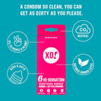 XO Hi-Sensation Righteous Rubber Condoms, PETA-Certified Vegan, Fairly-Traded Natural Latex, Ribbed and Dotted, Cruelty Free, Pa
