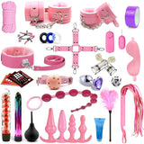 Sex Bondage Toys Kit for Couples 32PCS BDSM Toys Kit Sex Bondage Restraint Sets with Handcuffs and Anal Toys Kit,Fetish Couples
