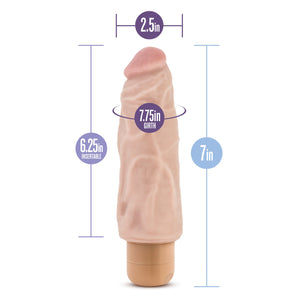Blush Dr Skin Vibe 9 - Real Feel Realistic 7.5 Inch Long Vibrating Dildo - 2 Inch Extra Thick - Ipx7 Waterproof - Soft Body Safe