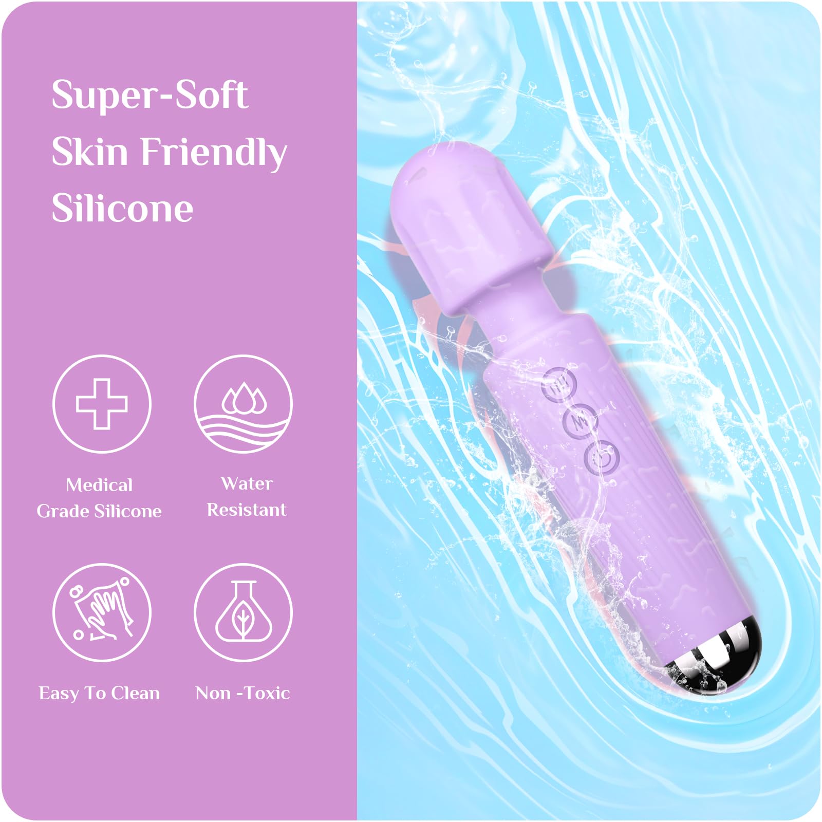 SANJIANKE Vibrator Wand, Female Adult Sex Toys, Clit Stimulator,Vibrators for Her,Sex Wand Massager Vibrating,Dildo,8 Speeds & 2