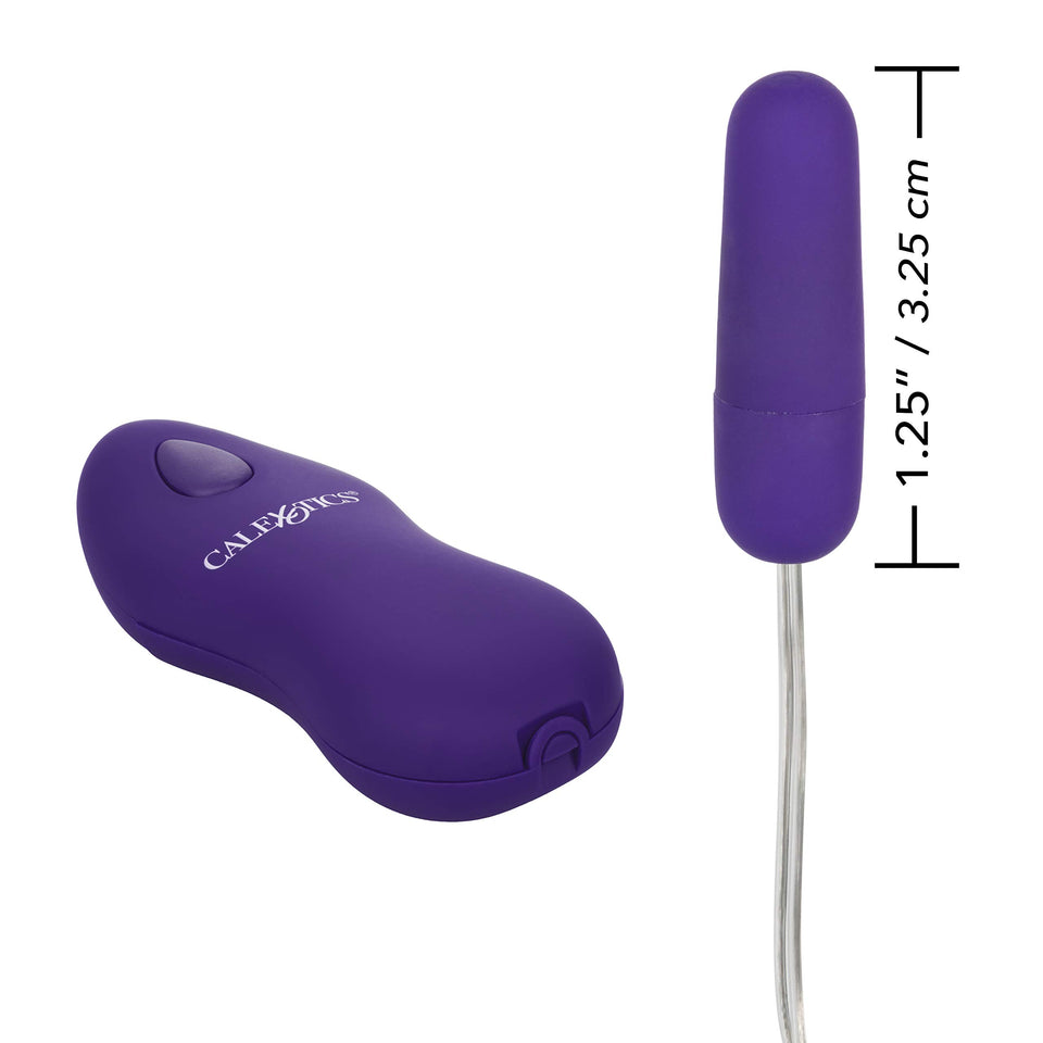 Calexotics Whisper Micro Bullet - Self Heating Wired Pocket Bullet Vibrator - Remote Control Sex Toys For Couples - Adult Egg Massager - 1.25 Inch - Purple