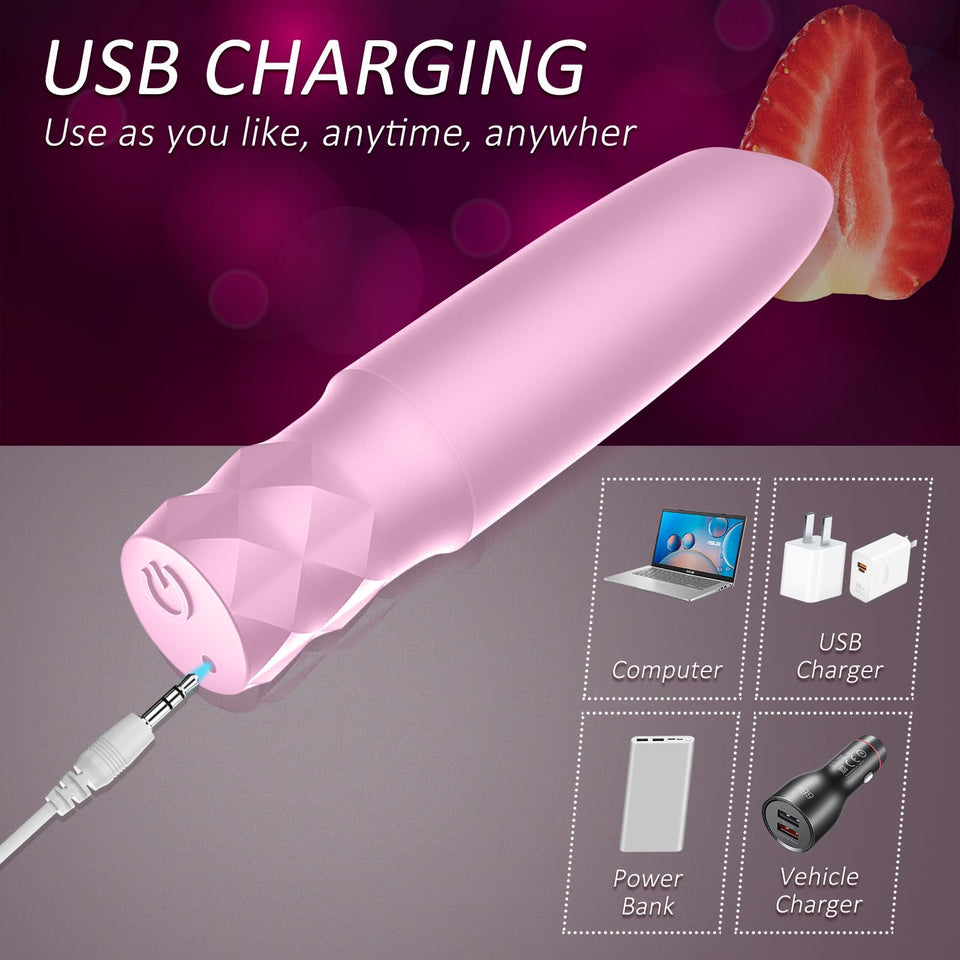 Bullet Vibrator Sex Toys All Silicone Rechargeable Vibrator with 10 Powerful Vibration & Quiet Modes,Waterproof Nipple G-spot St