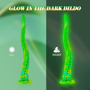 Long Tentacle Dildo Sex Toys: 22 '' Luminous Huge Monster Dildo with Suction Cup, Liquid Silicone Large Anal Plug with Octopus D
