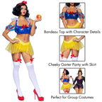 3 Pc Bad Apple Snow White, Includes Shimmer Halter Bandeau With Organza Puff Sleeves And Ruffle Collar, Garter Panty With Shimme