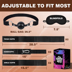 BDSM Bondage Restraints Couples Sex Toys, Sex Toys Wrist to Thigh Ankle Cuffs BDSM Kit Removable, BDSM Toys Ball Gag Blindfold S