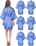 Xuhal 6 Pcs Womens Birthday Squad Robes Birthday Party Queen Spa Bathrobe Kimono Spa Robe Sleepover Party Robes Silky Gown (Lig