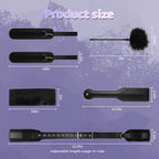BDSM Bondage Restraints Kit, 4 Pcs Couples Sex Toys with Adjustable Leather Thigh Sling, Paddle, Blindfold and Tickler, Bondage