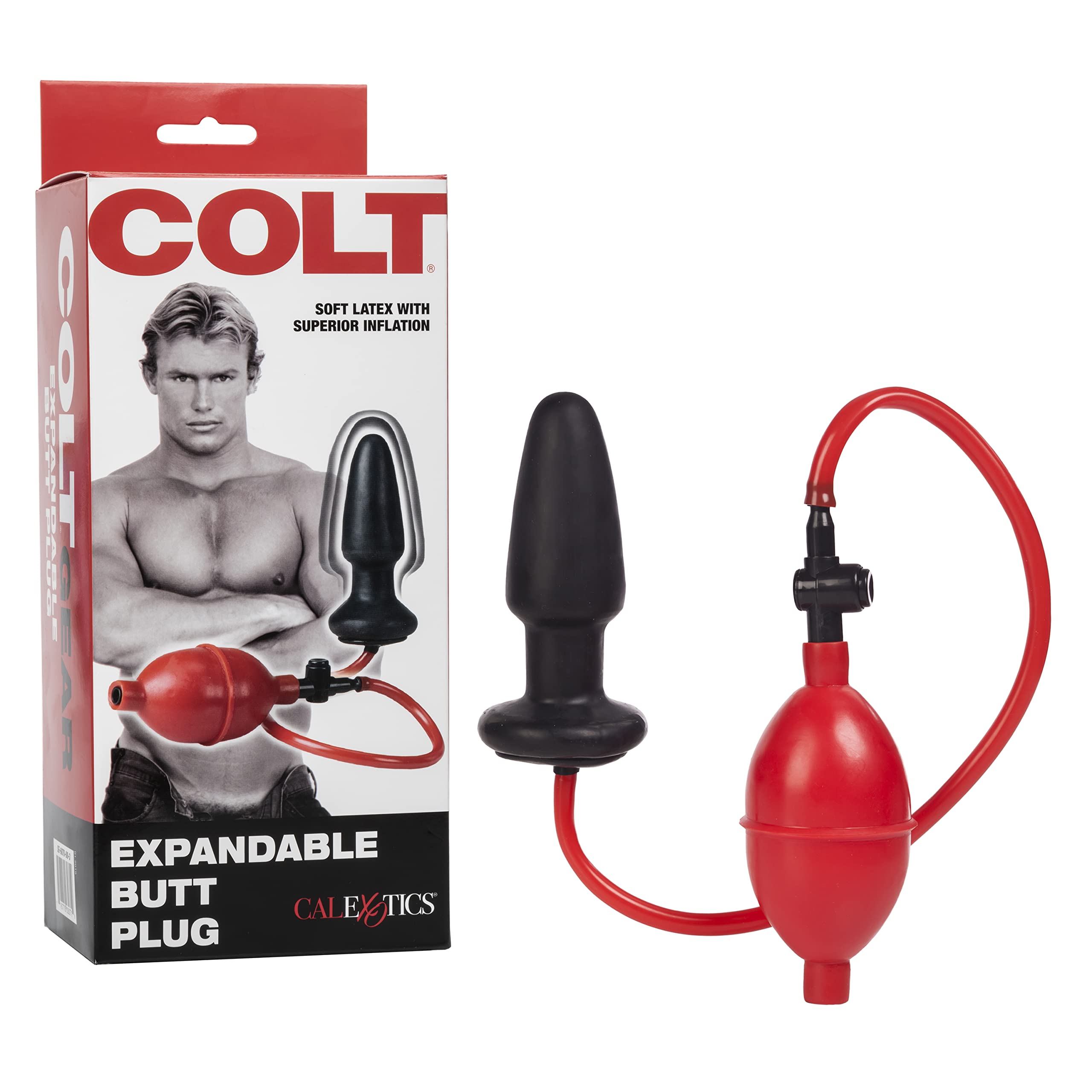 CalExotics COLT Expandable Butt Plug, Inflatable Anal Plug with Easy-Squeeze Bulb and Quick Air Release Valve Black SE-6870-00-3