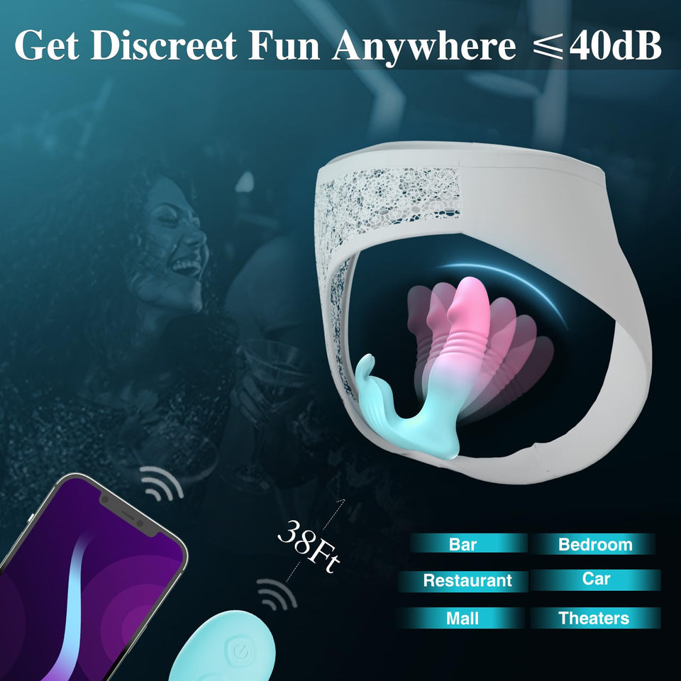diafabsvg Wearable Vibrator for Womens Sex Toys - 3IN1 Double-Ended Dildos App Remote Vibrators with 9 Vibrating Bunny & 9 Thrus
