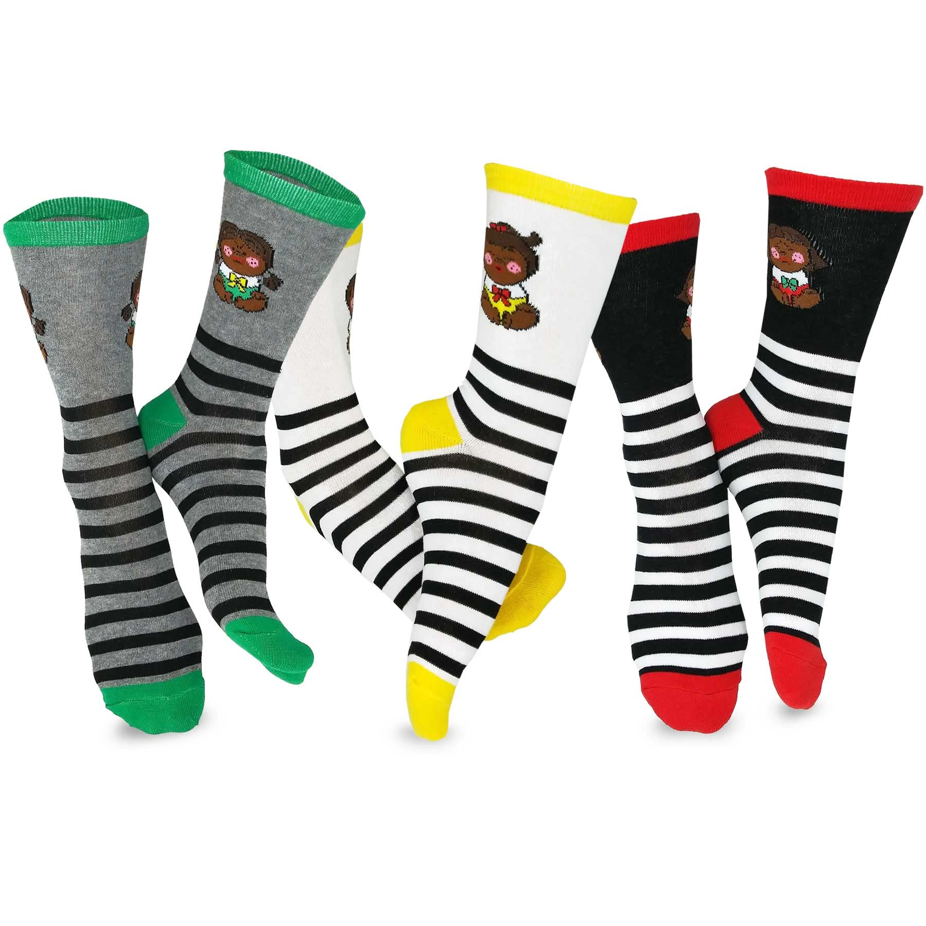 Novelty Cotton Knee High Fun Socks for Women and Junior Halloween 6-Pair (Finger Expression & Skull)