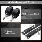 Sex Bondage BDSM Kit Restraints - 7PCS Set Neck to Wrist Behind Back Handcuffs Collar Waist Strap Blindfold Whip, Soft Leather B