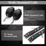 Sex Bondage BDSM Kit Restraints - 7PCS Set Neck to Wrist Behind Back Handcuffs Collar Waist Strap Blindfold Whip, Soft Leather B