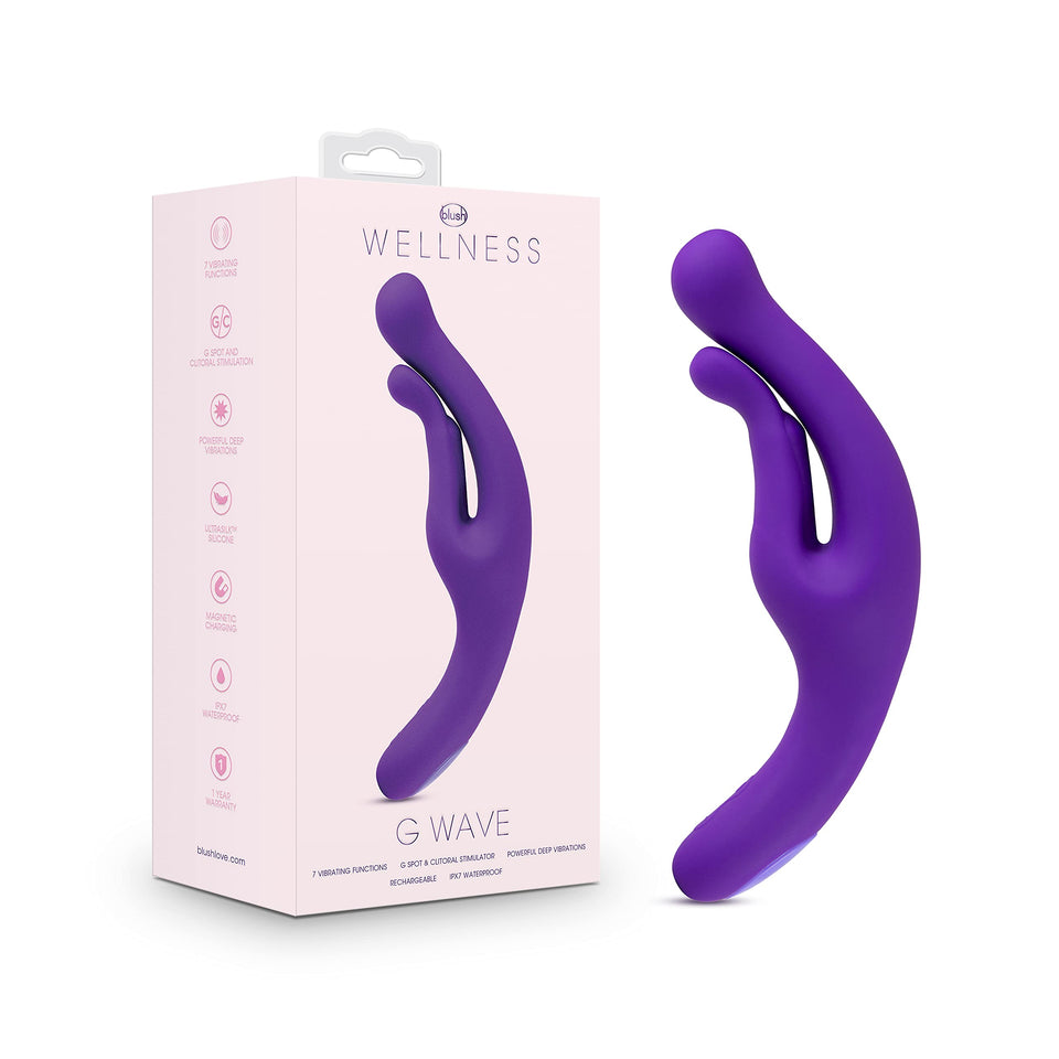 Blush Wellness G Wave 11.5 G-Spot & Clitoris Dual Vibrator, Soft Flexible Arm, Puria Ultrasilk Silicone - 7 Vivid Vibrations, Ma