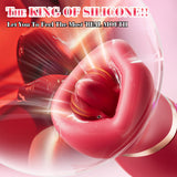 Vibrator Adult Sex Toys for Women - 4IN1 Mouth Suction Clitoral Liquid Silicone Vibrator 10 Tongue Licking 3 Sucking Nipple Suct