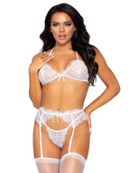 3 Pc Rhinestone Eyelash Lace B - Large / White
