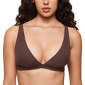 INLYRIC Womens Inbarely Soft Plunge Bralette - Deep V Unlined Triangle No Padding No Underwire Sexy Comfort Sleep Bra Hazelnut 