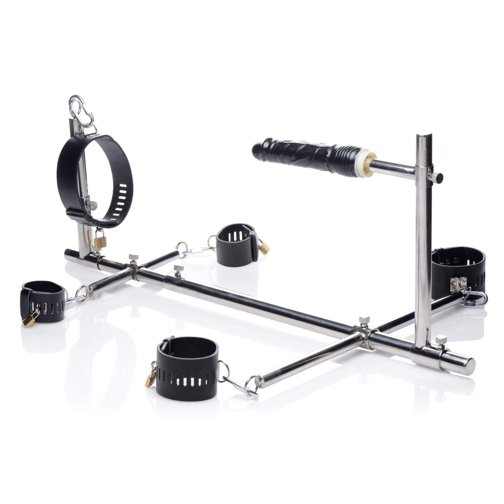 Master Series Stuck And Stuffed Stockade With Dildo, Grey (Ae970)
