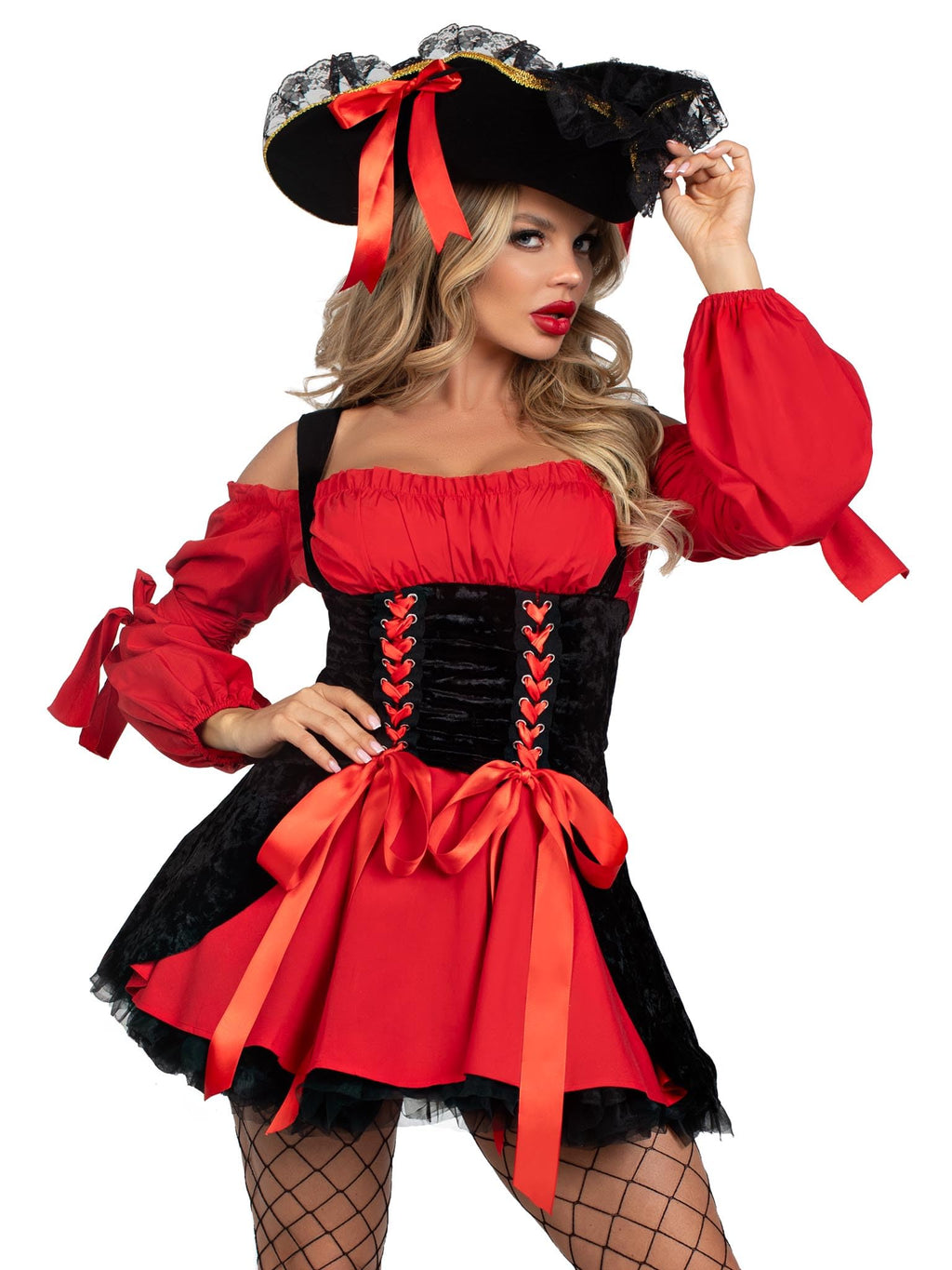 Leg Avenue Women'S Vixen Pirate Wench Costume, Red/Black, X-Large