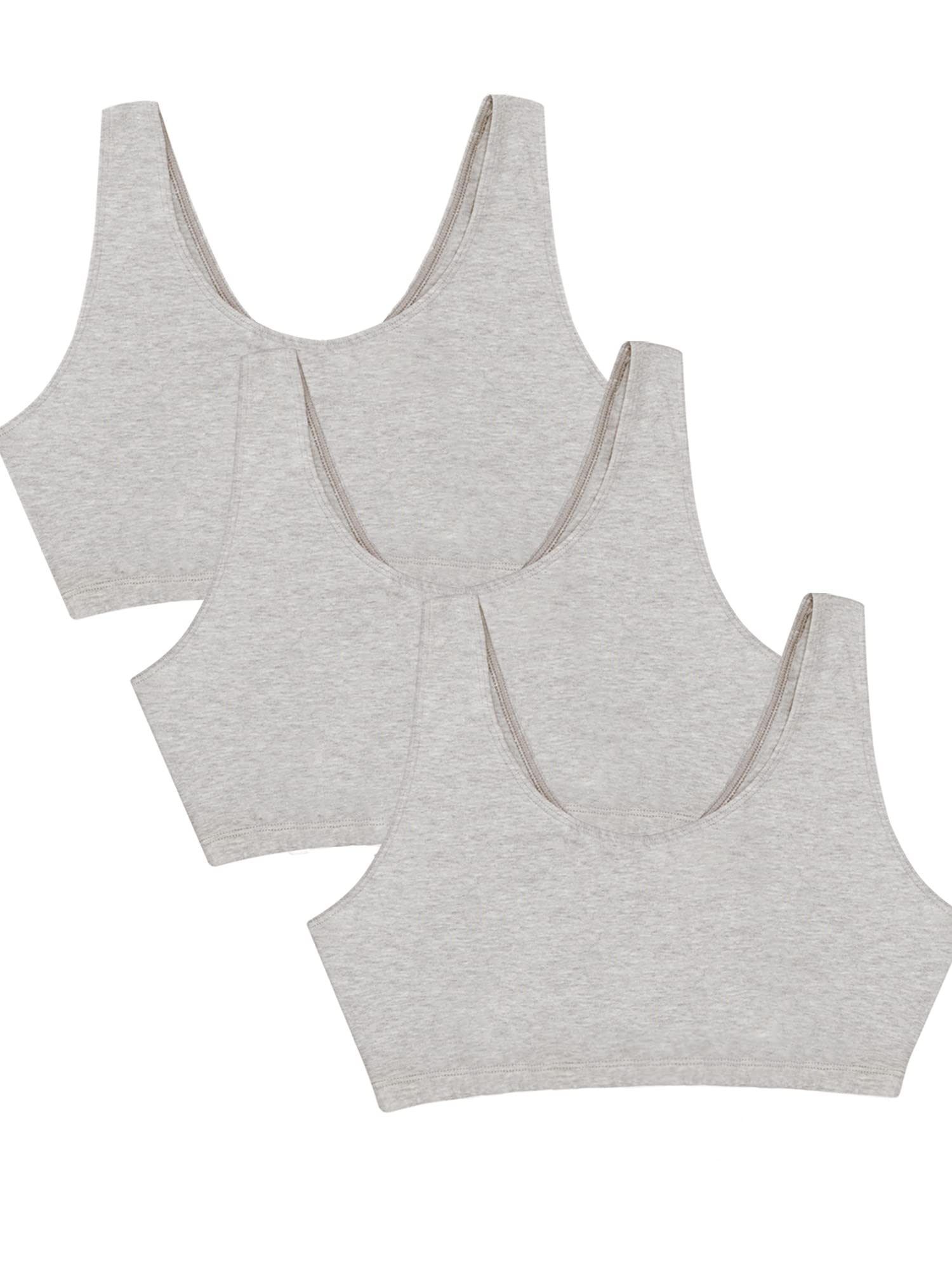 Fruit of the Loom Cotton Tank Bra for Women-Ultimate Comfort & Breathable Fit, Grey/Grey/Grey