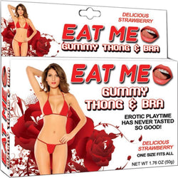 Screaming O Hott Products Eat Me Gummy Thong & Bra, Strawberry, Red, 7.76 Ounce, Fits All
